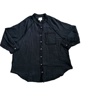 Women’s Aerie Pool To Party Cover Up Button Down Top Black Size Large